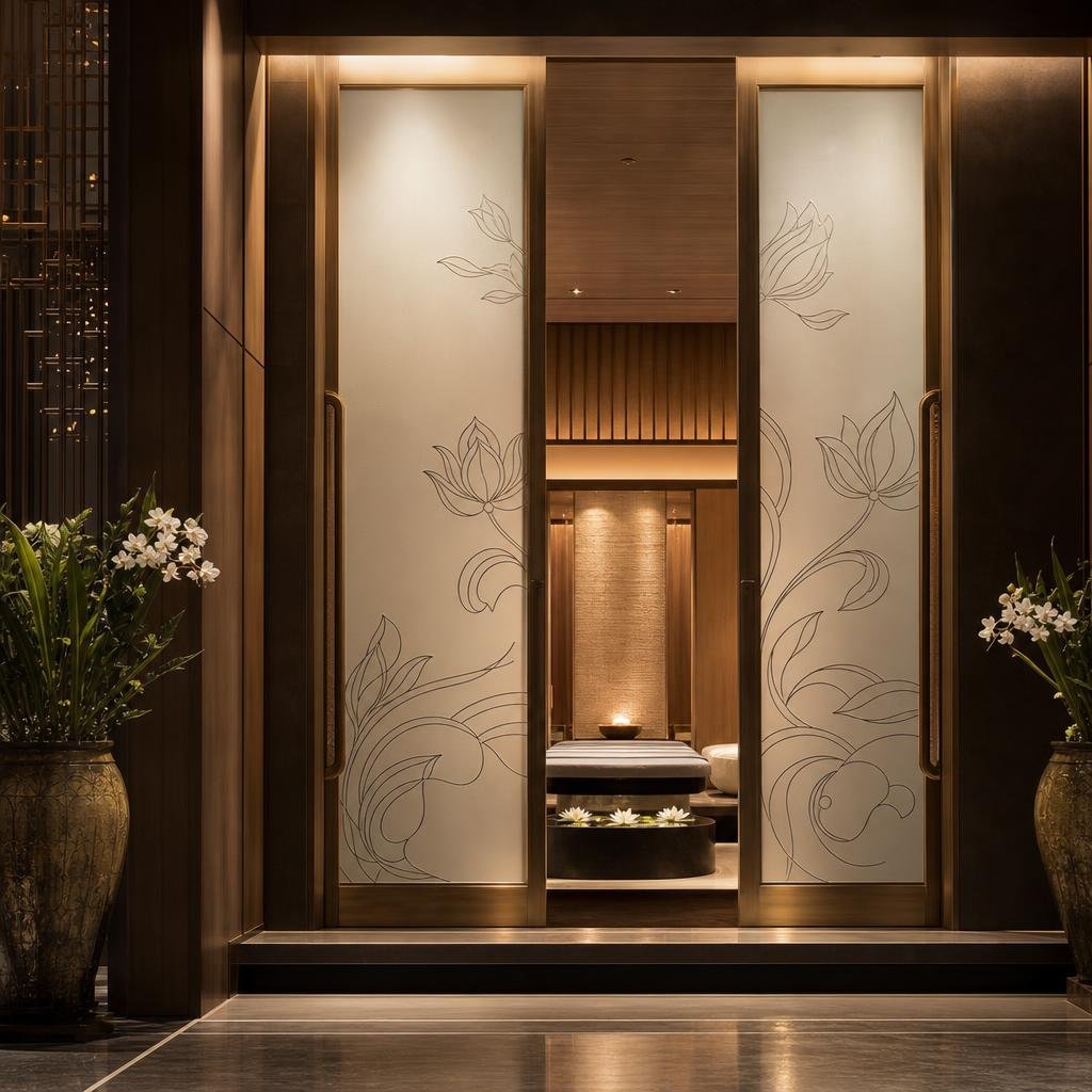 AI concept of a Nava spa entrance in Indiranagar