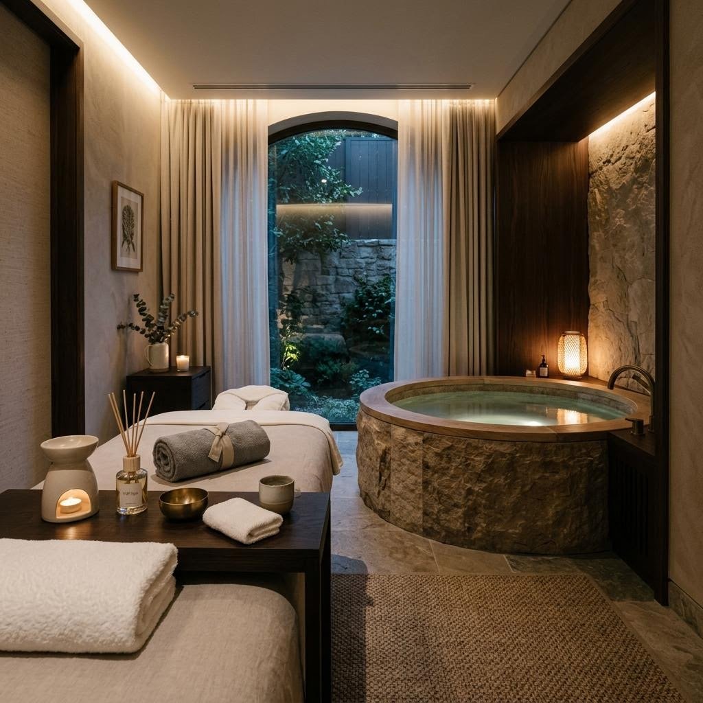 AI visual concept of a VIP private spa suite